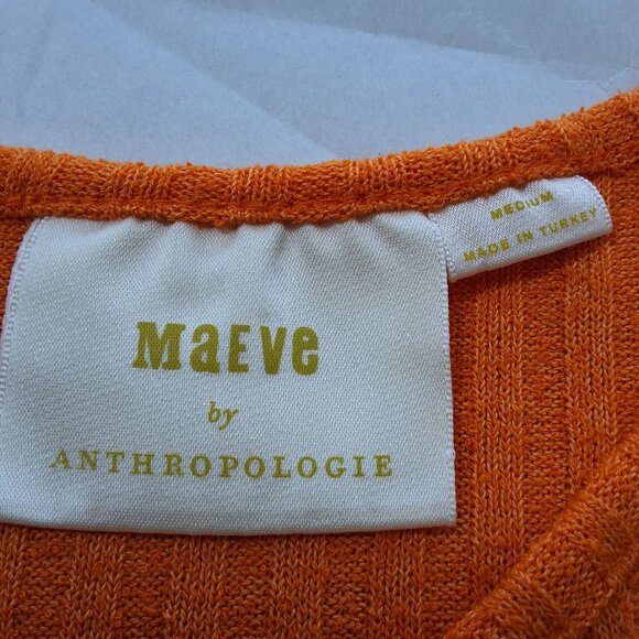 Maeve By Anthropologie Orange Ribbed Knit Cut-Out Tank Top Womens M - Picture 5 of 7